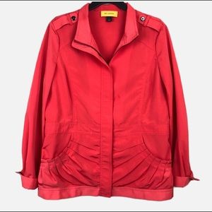 St. John Jacket Size 10 Lightweight Zip Up Ruched